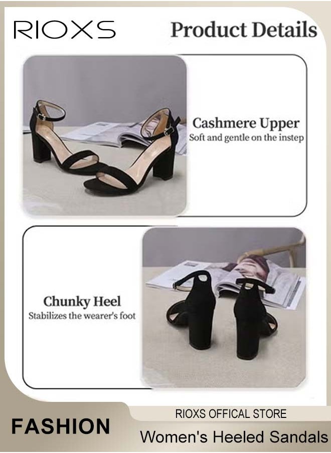 RIOXS Women's Chunky Block Heels with Anti-slip Outsole, Open-toe Ankle Strap 8cm Heeled Sandals, Suitable for Parties, Weddings, Daily Wear and Various Occasions, Perfect for Elevating Style and Confidence  - Image 4