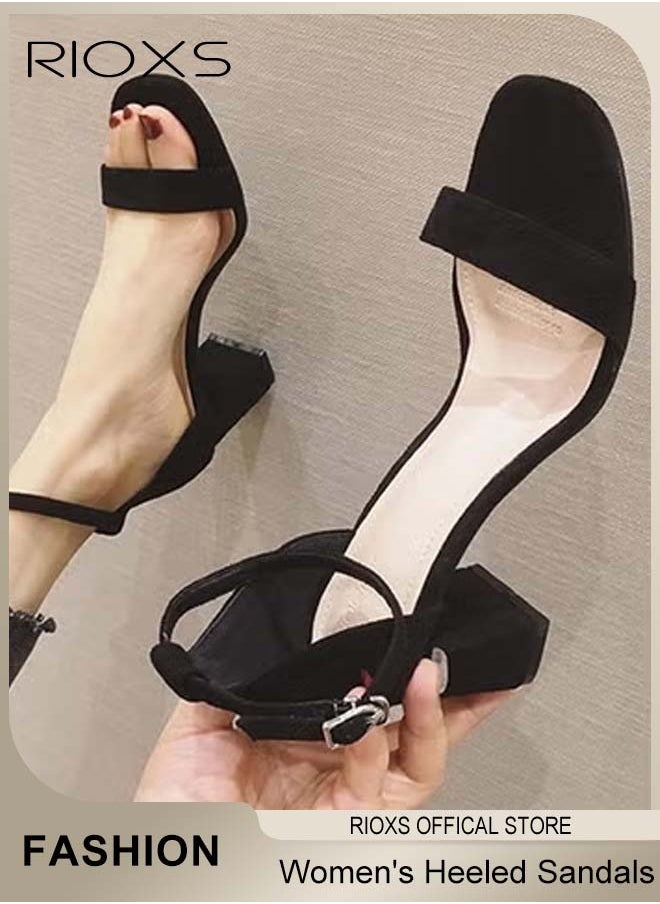 Women's Chunky Block Heels with Anti-slip Outsole, Open-toe Ankle Strap 8cm Heeled Sandals, Suitable for Parties, Weddings, Daily Wear and Various Occasions, Perfect for Elevating Style and Confidence
