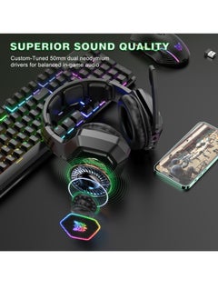 onikuma B100 LED Lights Wireless Gaming Headset With Microphone  - Image 3