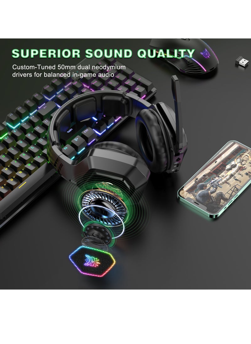 onikuma - B100 LED Lights Wireless Gaming Headset With Microphone - Image 1