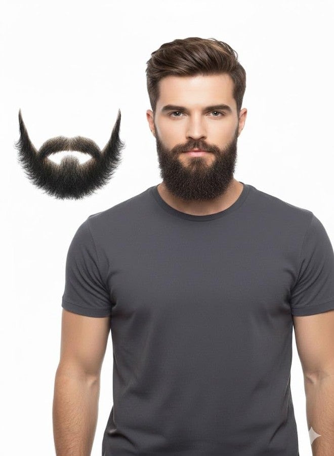 Ritzkart Fake Beard for Men - 100% Human Hair Natural Look Real Hair Beard & Moustache Kit for Adults Reusable Beard for Acting Costume Drama Cosplay & Makeup Use (BigSizeMenBeardHH) - Image 1