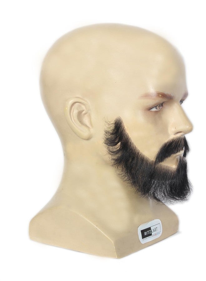 Ritzkart Fake Beard for Men - 100% Human Hair Natural Look Real Hair Beard & Moustache Kit for Adults Reusable Beard for Acting Costume Drama Cosplay & Makeup Use (BigSizeMenBeardHH) - Image 3