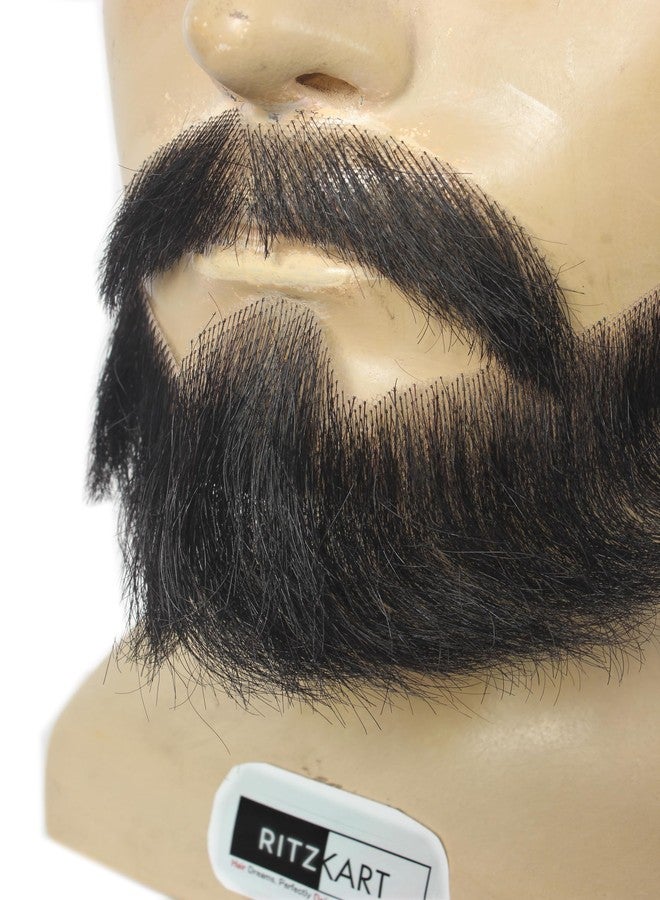 Ritzkart Fake Beard for Men - 100% Human Hair Natural Look Real Hair Beard & Moustache Kit for Adults Reusable Beard for Acting Costume Drama Cosplay & Makeup Use (BigSizeMenBeardHH) - Image 5