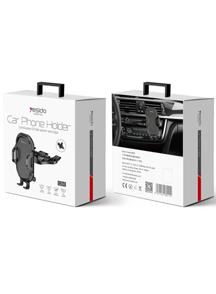 Yesido C84 Car Phone Holder With Air Vent Clips Black - Image 1