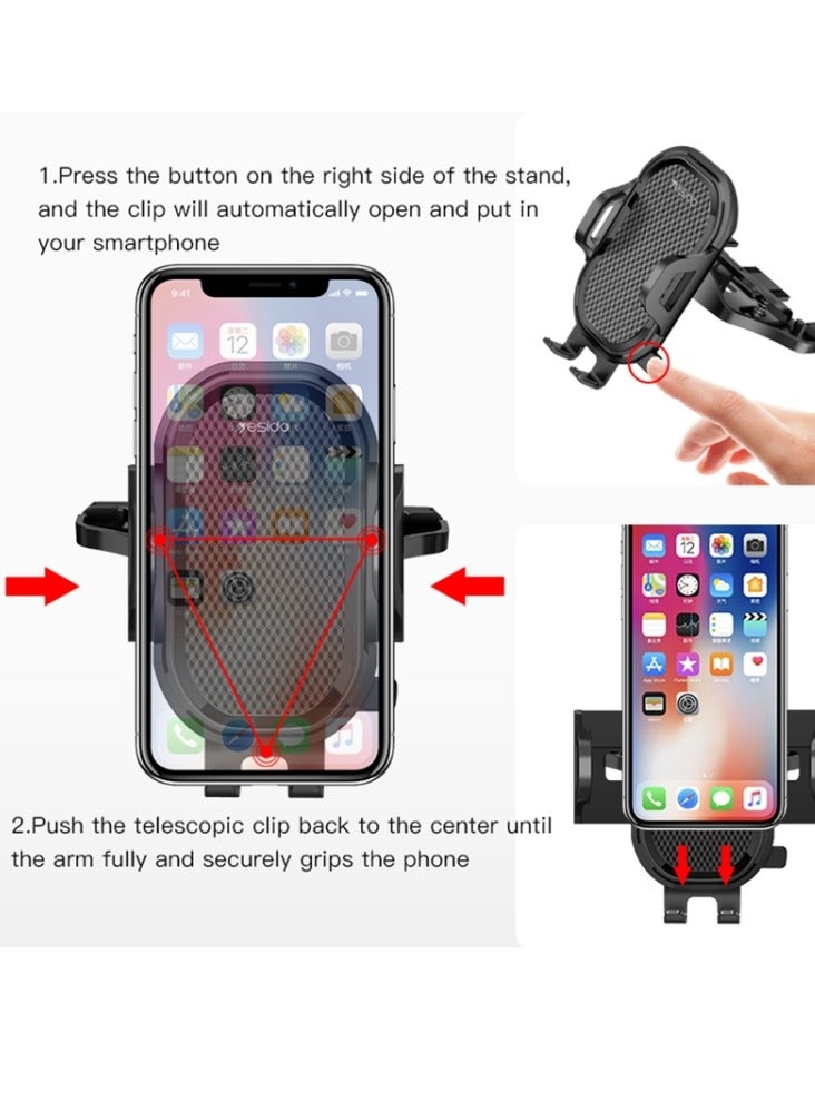 Yesido C84 Car Phone Holder With Air Vent Clips Black - Image 3
