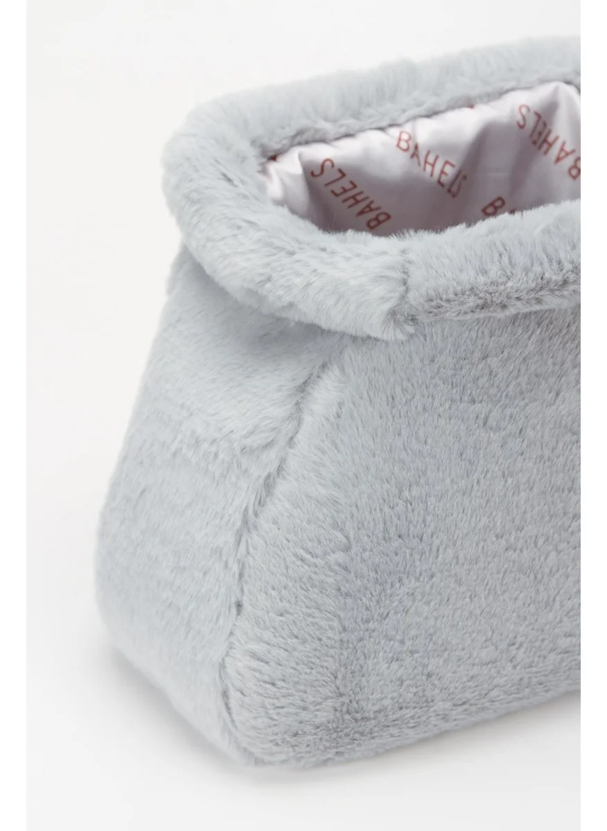 باهلس Women's Gray Soft Plush Clutch Bag
