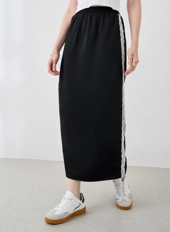 تايك تو Take Two Side Lace Detail Straight Fit Midi Skirt