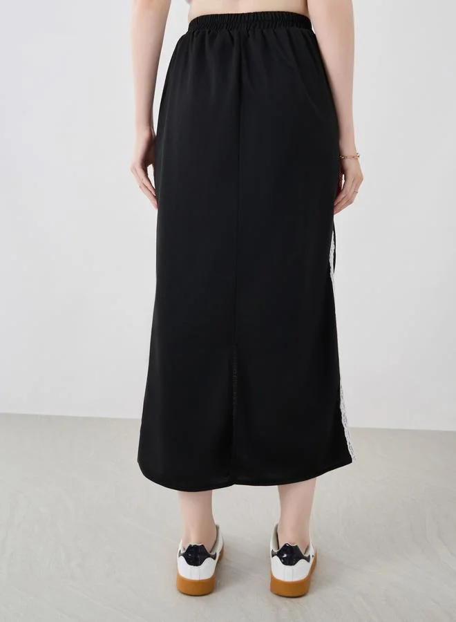 Take Two Take Two Side Lace Detail Straight Fit Midi Skirt