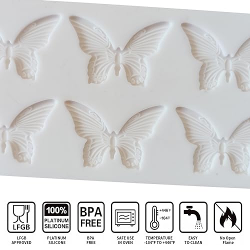 MoldBerry Silicone Butterfly Shape Garnishing Mold Candy Cake Baking Mould Cake Decorating Mold Kitchen Baking Tool Chocolate for Fondant Cake Decorating (Pack of 1) - Image 4