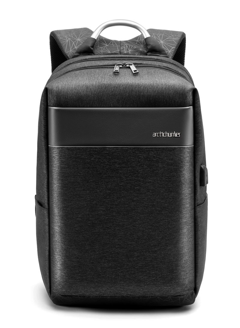 ARCTIC HUNTER Laptop Backpack with USB Charging Port Slim Travel Bag with Laptop Compartment Water Resistant College School Book Computer Bag for Girls and Boys Fits 15.6 Inch Laptop B00218 Black - Image 3