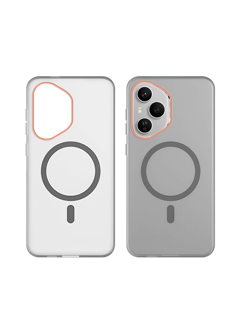 Wtech Honor 400 Pro 5G 2025 Hybrid Translucent Magsafe with Magnetic Charging Raised Camera Lips Elegant Look Case Cover (MCMPMN) - Grey - Image 2