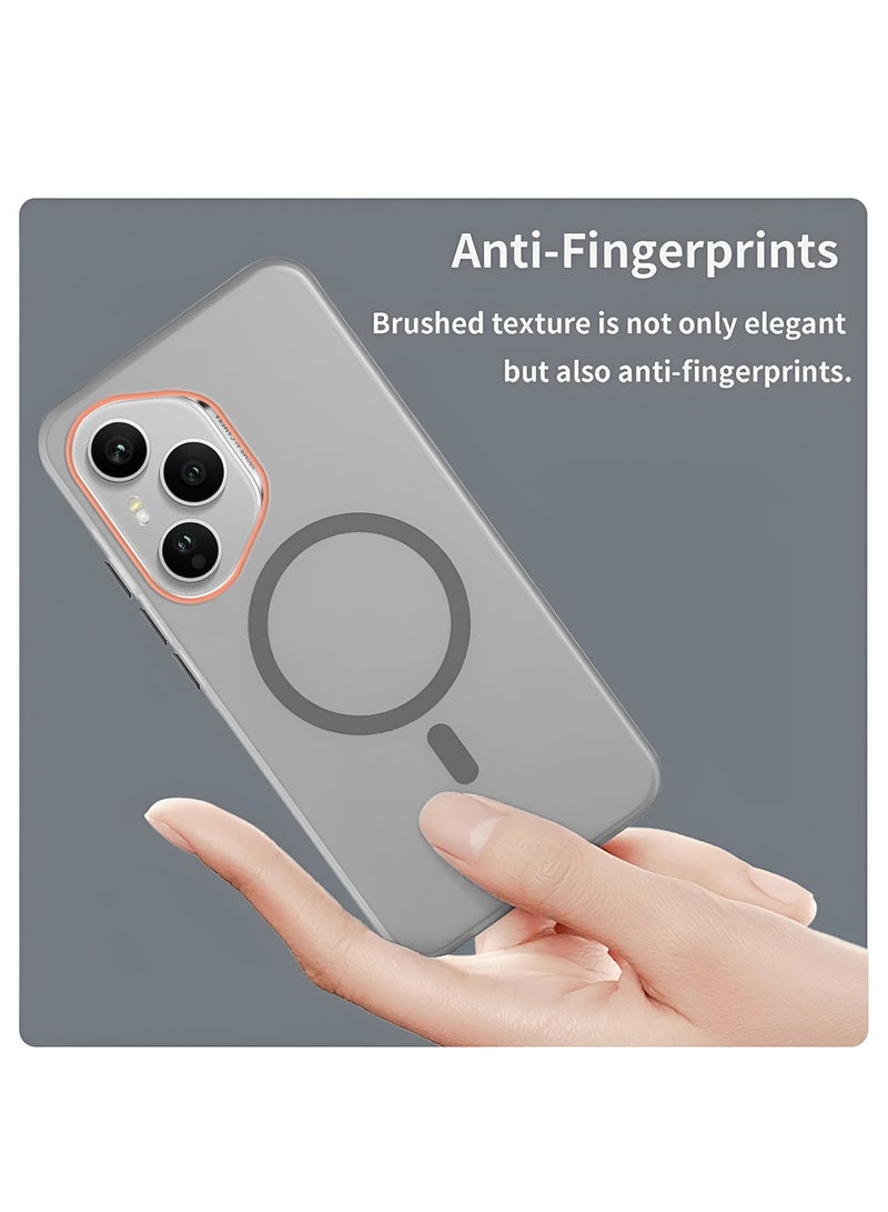 Wtech Honor 400 Pro 5G 2025 Hybrid Translucent Magsafe with Magnetic Charging Raised Camera Lips Elegant Look Case Cover (MCMPMN) - Grey - Image 4