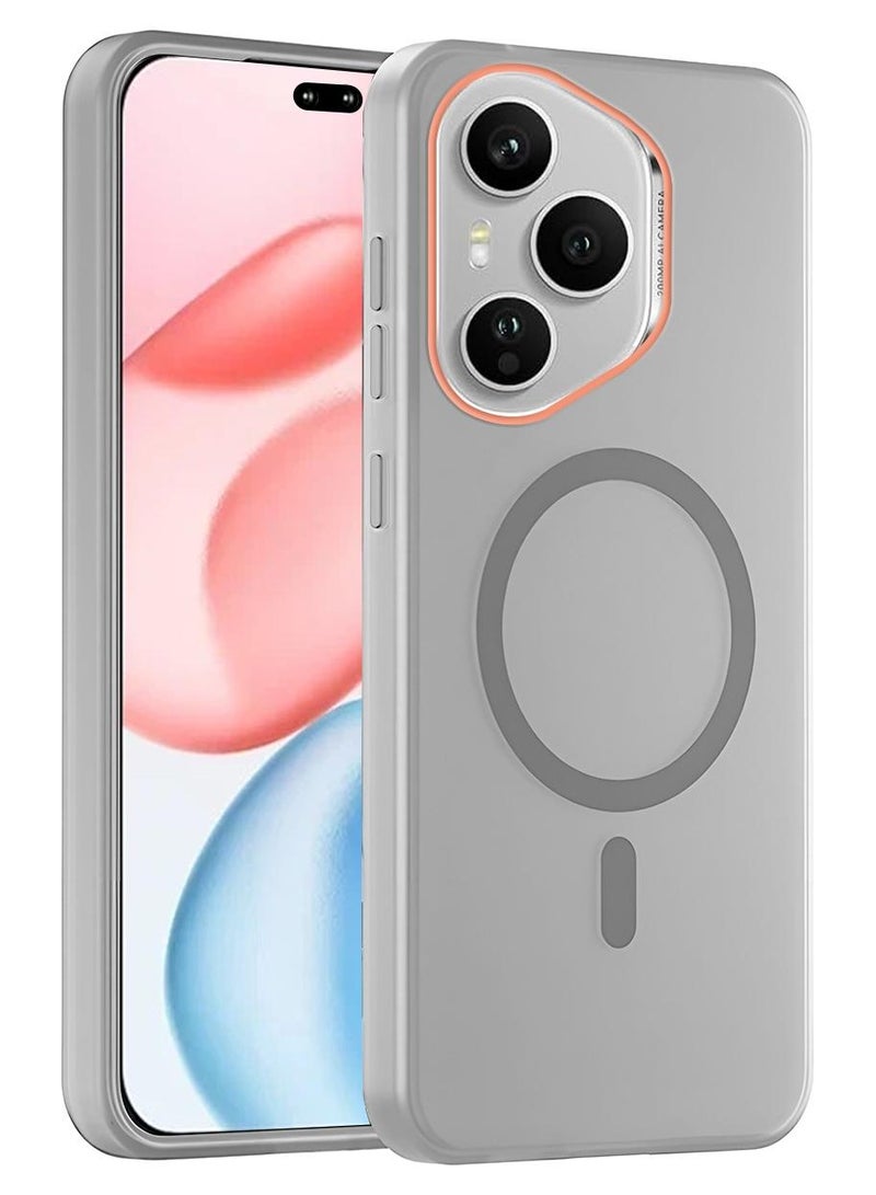 سيندي غطاء أنيق لهاتف Honor 400 Pro 5G 2025 بتصميم هجين شفاف ومغناطيسي مع شحن مغناطيسي وتفاصيل مرتفعة حول كاميرا (MCMPMN) - رمادي - Image 1