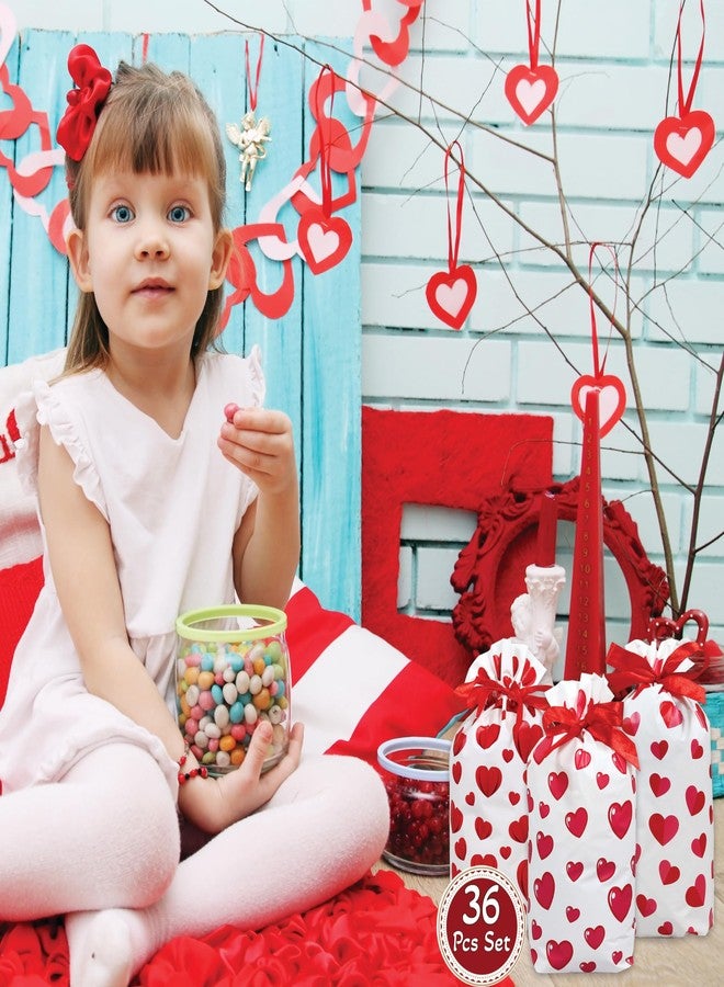 BASHOUT Valentines Day Drawstring Treat Bags | 36 Pcs Valentines Day Party Pack | 6” x 9” Drawstring Candy and Gift Pouches | 3 Adorable Valentines Heart Designs | Office, Classroom Party Goodie Bags - Image 5