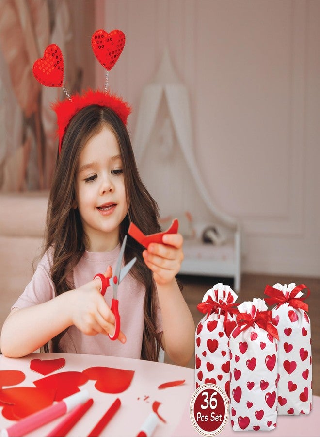 BASHOUT Valentines Day Drawstring Treat Bags | 36 Pcs Valentines Day Party Pack | 6” x 9” Drawstring Candy and Gift Pouches | 3 Adorable Valentines Heart Designs | Office, Classroom Party Goodie Bags - Image 4