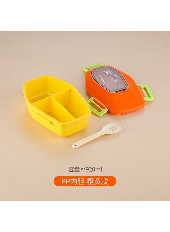 Food-grade Pp Lunch Box, Plastic, Microwave-safe, Student Lunch Box, Portable Take-out Lunch Box For Office Workers, With Cutlery