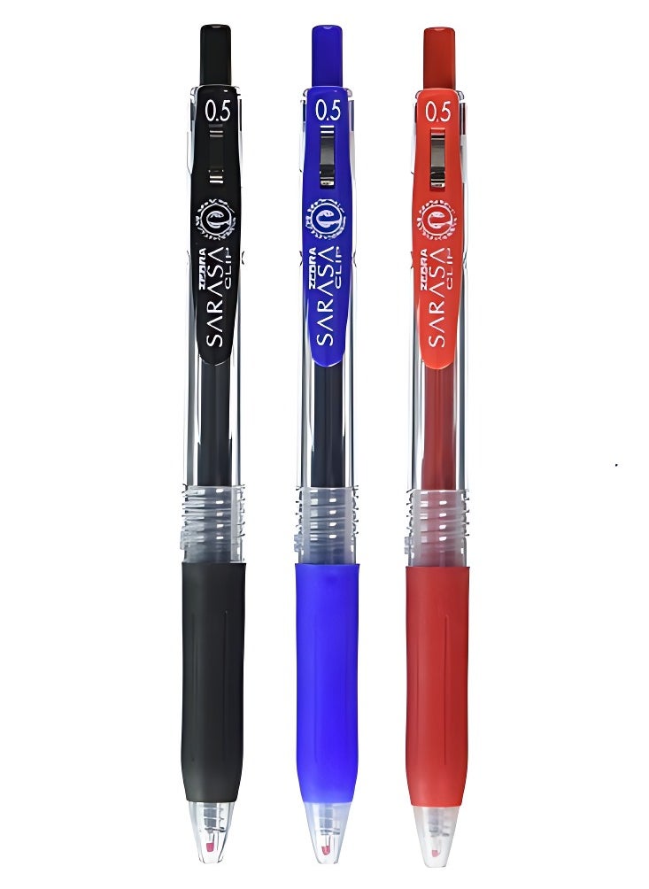 ZEBRA - 3 Piece Sarasa Clip Gel Ink Rollerball Pen Black 05mm - Image 1