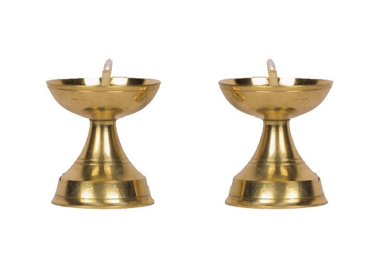Bhimonee Decor | Pure Brass Neeranjan Electric Gold Bulb Lights Diya | Deep | Deepak for Pooja | Puja | Mandir | Diwali Festival Decoration | Pair - Image 3