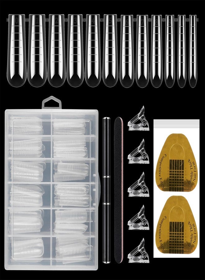 LIONVISON Nail Dual Forms for Polygel, 120Pcs Coffin Shape Nail Forms for Builder Gel Reusable, 12 Sizes Extension Acrylic Nail Molds Sets, Nail Gel Forms False Nail Tips for Manicure Nail Art Design Salon DIY - Image 1