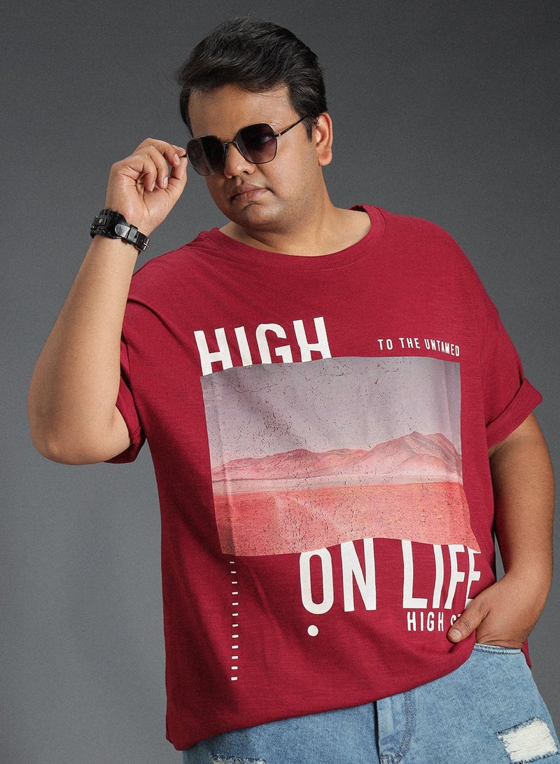 HIGH STAR Regular Fit Red T-Shirt for Men in Comfortable Cotton - Image 1
