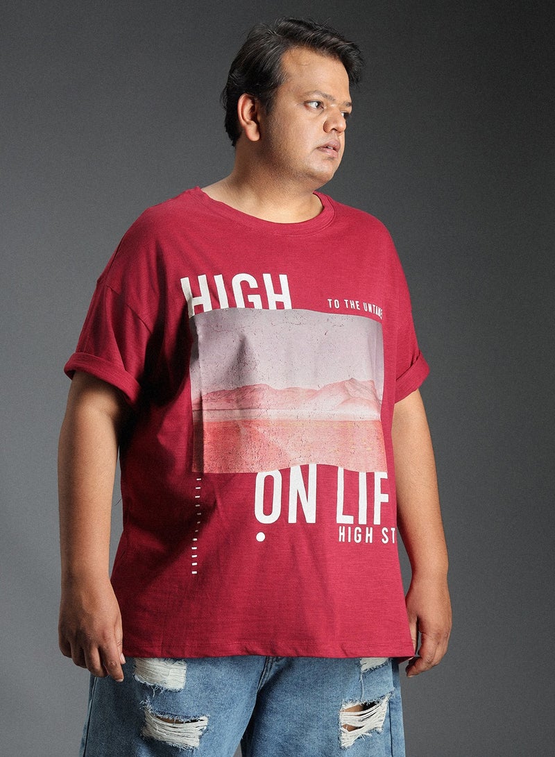 HIGH STAR Regular Fit Red T-Shirt for Men in Comfortable Cotton - Image 3