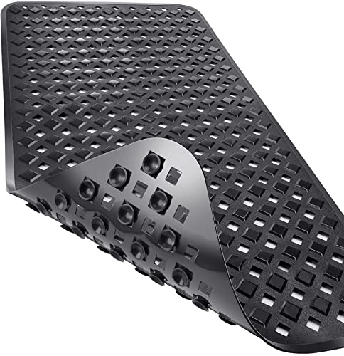 Yimobra Yimobra Bathtub Mat Non Slip 345x155 Inch Long Shower Mat with Drain Holes Suction Cups Bath Mats for Inside Shower Machine Washable BPA Latex Phthalate Free Black