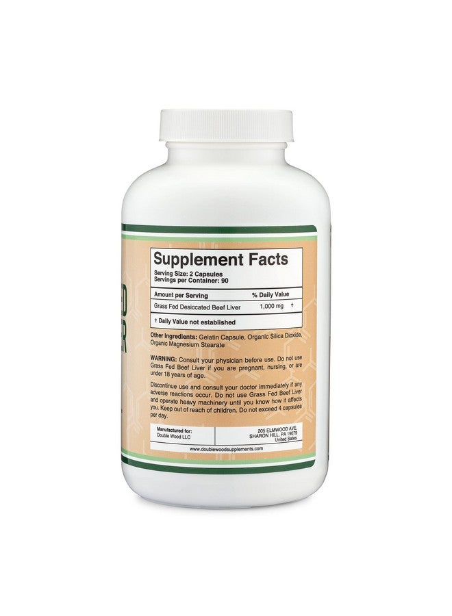 Double Wood Supplements كبسولات كبد البقر 1000 ملغ من كبد البقر المجفف من العشب لكل حصة 180 كبسولة 3 أشهر من الإمداد مكمل كبد البقر للهضم وصحة المناعة والطاقة والعافية من دابل وود - Image 3