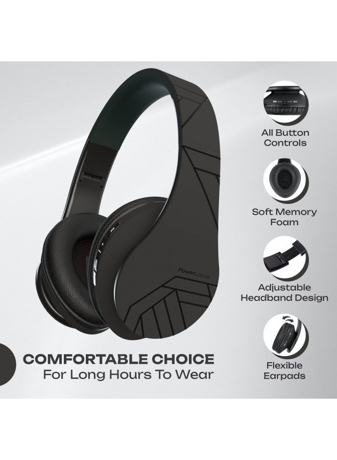 PowerLocus Bluetooth Over-Ear Headphones, Wireless Stereo Foldable Headphones Wireless and Wired Headsets with Built-in Mic, Micro SD/TF, FM for iPhone/Samsung/iPad/PC (Black) - Image 4