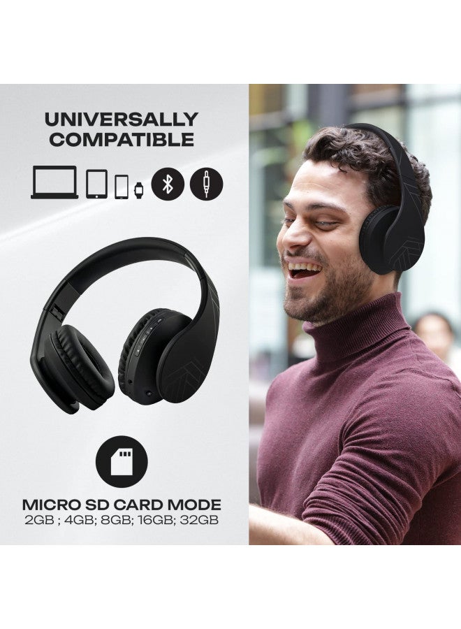PowerLocus Bluetooth Over-Ear Headphones, Wireless Stereo Foldable Headphones Wireless and Wired Headsets with Built-in Mic, Micro SD/TF, FM for iPhone/Samsung/iPad/PC (Black) - Image 2