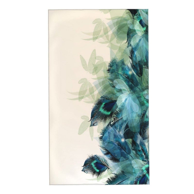 COVASA Peacock Hand Towels for Bathroom Set of 2 Green Blue Beautiful Peacock Feather Bathroom Hand Towels Microfiber Soft Highly Absorbent Face Towel Kitchen Dish for Hotel Spa157x275 Beige