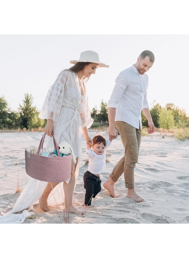 KiddyCare منظم حفاضات كيدي كير للأطفال سلة مع غطاء مقبض منظم للرضاعة مع عربة تنظيم طاولة التغيير سلة حديثي الولادة روزي (نقشة زهور) كبير جداً - Image 3