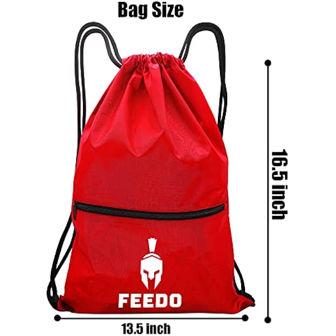 Drawstring Gym Bag Waterproof with zip pocket Large Sports Backpack String Swim Drawstring Sack Nylong Bags Travel Beach School Bag Swimming for Mens Womens Kids Boys Girls Adults Children Ladies - Image 3