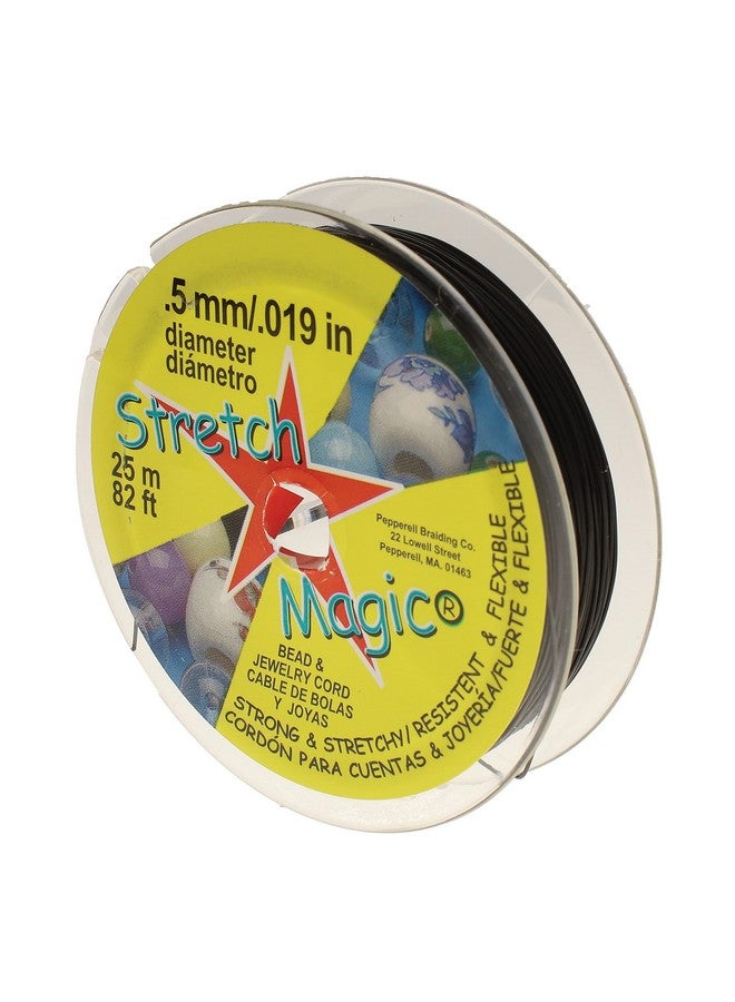 ستريتش ماجيك سلك الخرز والمجوهرات قوي وقابل للتمدد وسهل العقد لون أسود 0.5 مم قطر 25 متر (82 قدم) بكرة سلسلة مرنة لصنع مجوهرات مطرزة - Image 1