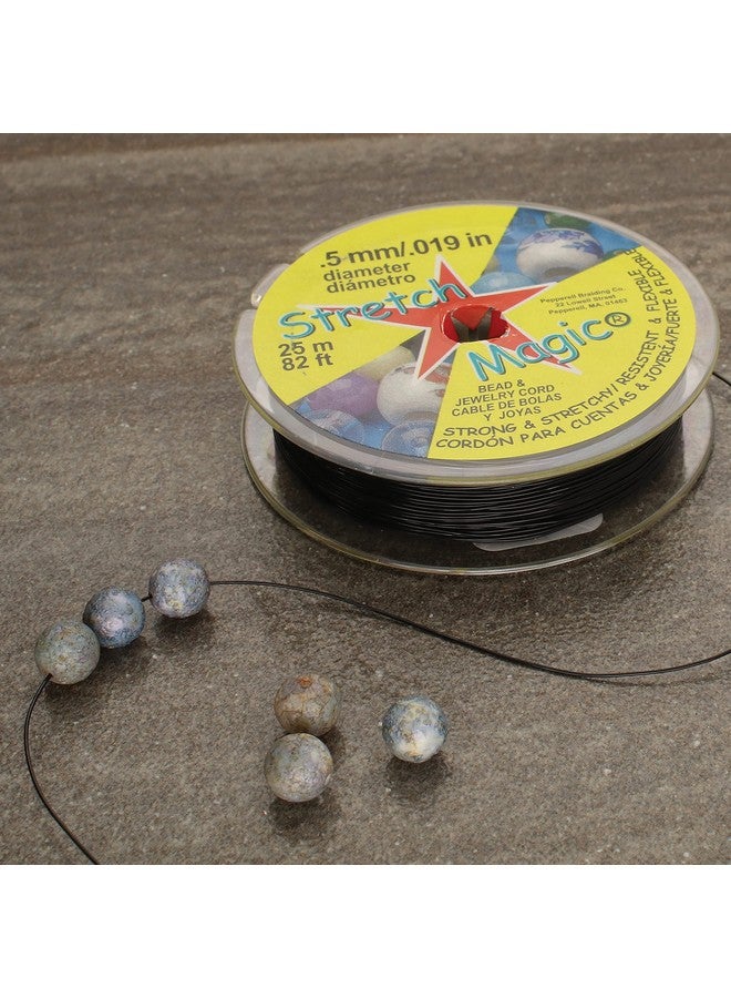 ستريتش ماجيك سلك الخرز والمجوهرات قوي وقابل للتمدد وسهل العقد لون أسود 0.5 مم قطر 25 متر (82 قدم) بكرة سلسلة مرنة لصنع مجوهرات مطرزة - Image 2