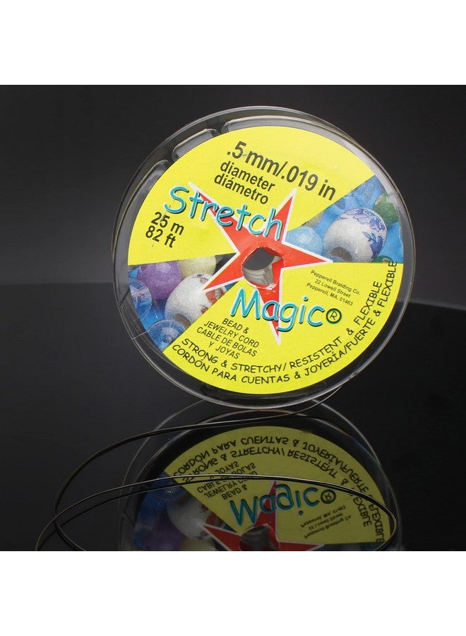 ستريتش ماجيك سلك الخرز والمجوهرات قوي وقابل للتمدد وسهل العقد لون أسود 0.5 مم قطر 25 متر (82 قدم) بكرة سلسلة مرنة لصنع مجوهرات مطرزة - Image 5