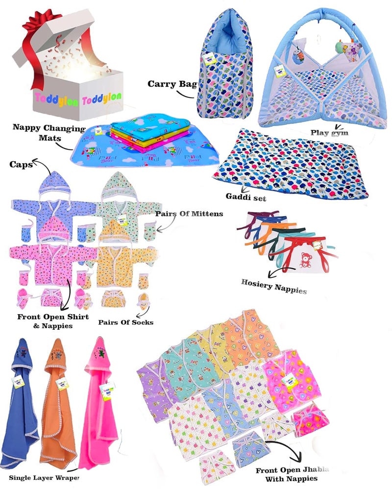 Toddylon 56 in 1 New Born Baby Products All | Gift Packs | Bedding Set | Maternity Kit | Baby Shower | Baby Clothing Set | Essentials Items | Combo Pack (0-6 Months, Multicolor) - Image 2