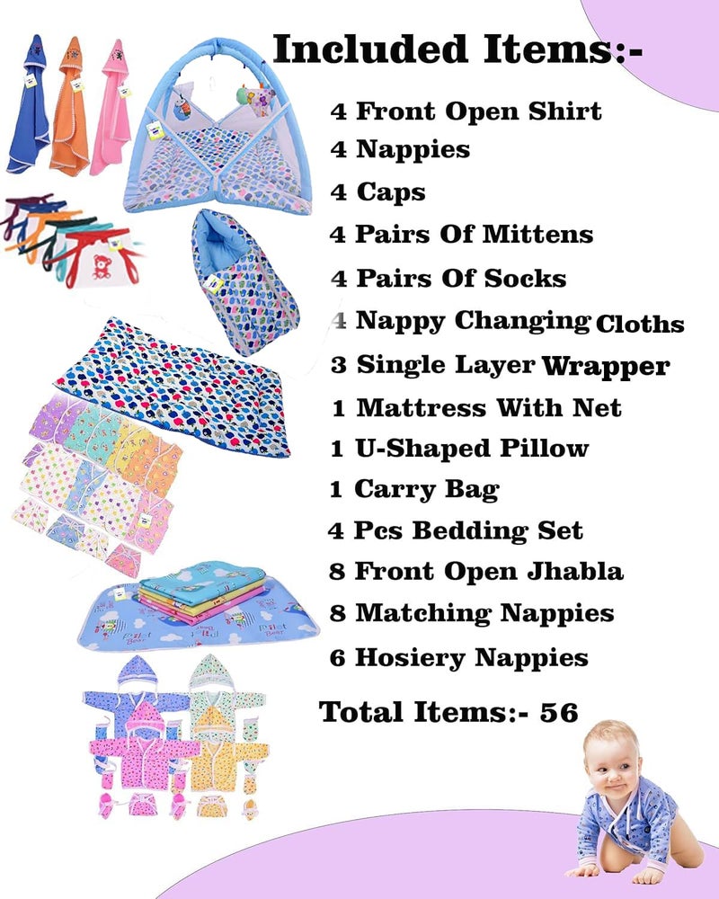Toddylon 56 in 1 New Born Baby Products All | Gift Packs | Bedding Set | Maternity Kit | Baby Shower | Baby Clothing Set | Essentials Items | Combo Pack (0-6 Months, Multicolor) - Image 3