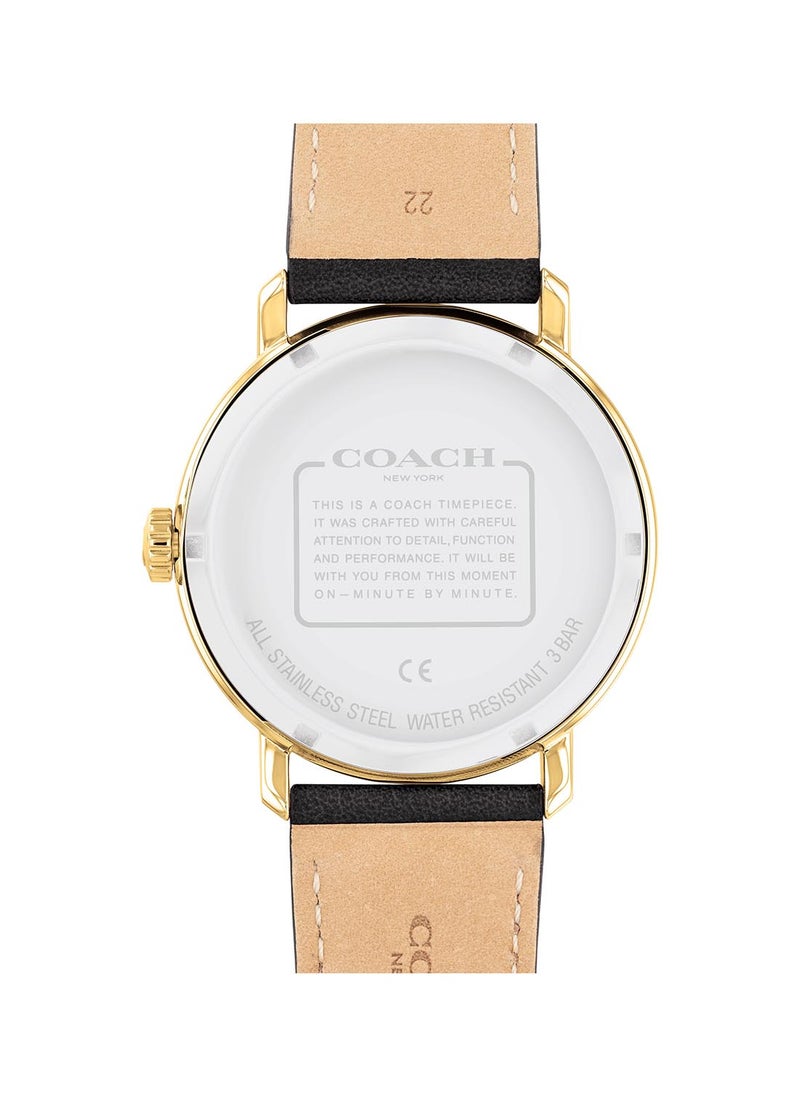 COACH ساعة يد جلدية دائرية الشكل للرجال 14602545 مقاس 41 مم  - Image 3
