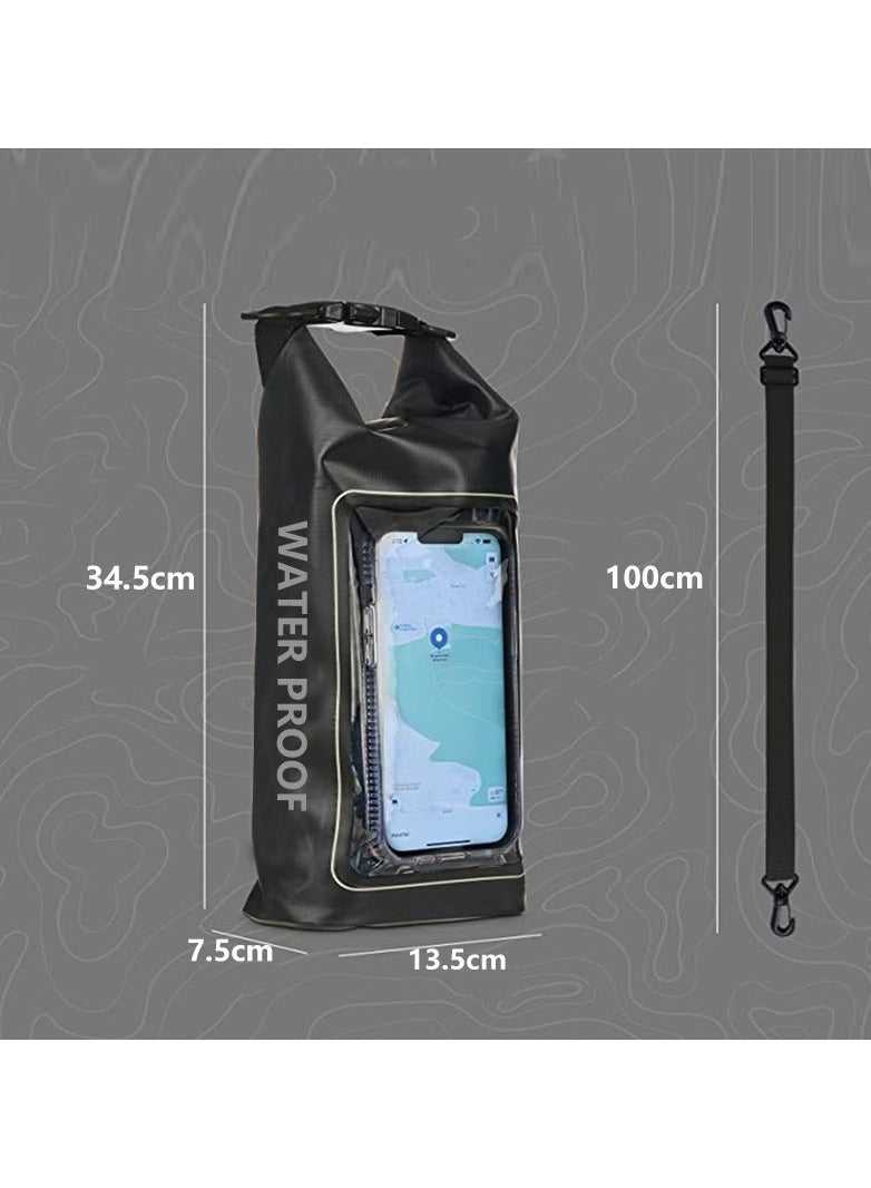 Zikra Waterproof Dry Bag, Beach Phone Bag 2L Roll Top Waterproof Backpack w/Phone Case/Pouch, Lightweight Dry Storage Bag for Travel Swimming Boating Kayaking Camping Beach Fishing Rafting, Black - Image 2