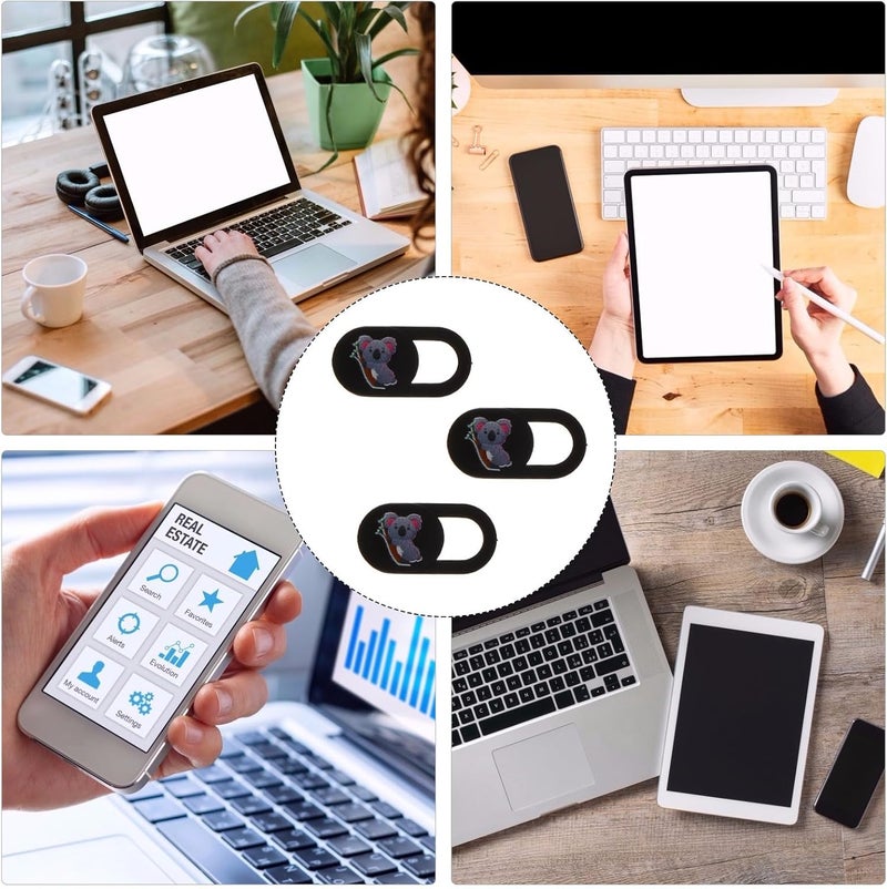 Homoyoyo 3pcs Laptop Webcam Privacy Covers Slide for Phone Computer Tablet Camera with Koala Pattern, Ultra-Thin Security Lens Shield for Visual Privacy Protection - Image 4