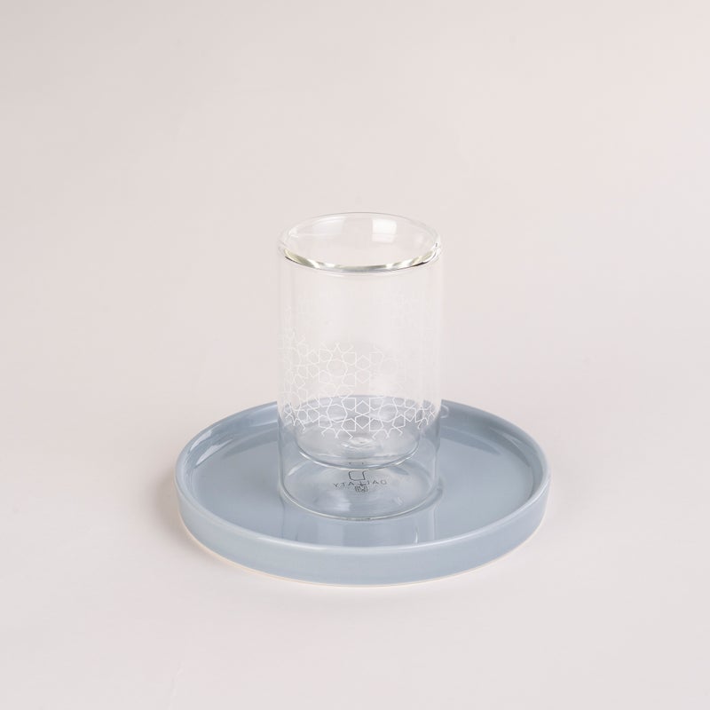 Dallaty light blue glass and porcelain Tea and coffee cups set 18 pcs - Image 3