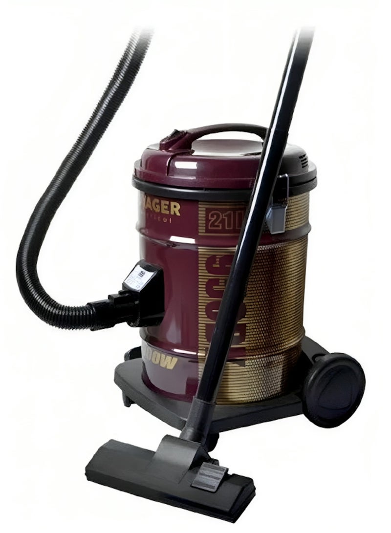 BASURRAH VOYAGER Cylinder Vacuum Cleaner, 21-Liter Capacity – Powerful 1800W Suction, Durable Design with Flexible Hose and Wheels for Easy Mobility, Ideal for Home and Office Cleaning - Image 2