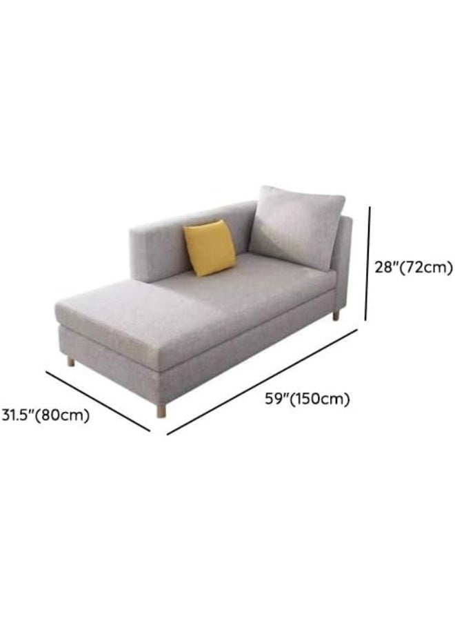 Poppins Home Simple Solid Chaise Lounge Sofa with Square Arms & 2 Pillows  - Image 2