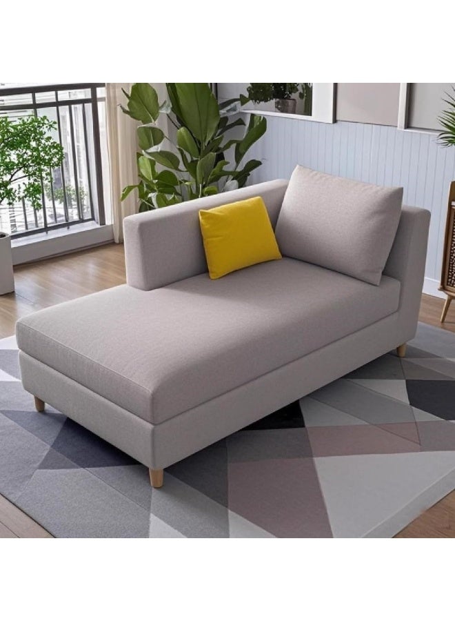 Poppins Home Simple Solid Chaise Lounge Sofa with Square Arms & 2 Pillows  - Image 1