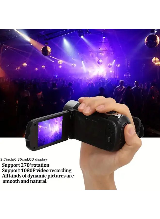 DV90 Black 1080P Full HD Camera With 270 Degree Rotating Flip Screen 16X Zoom 32G Memory Card - Image 4