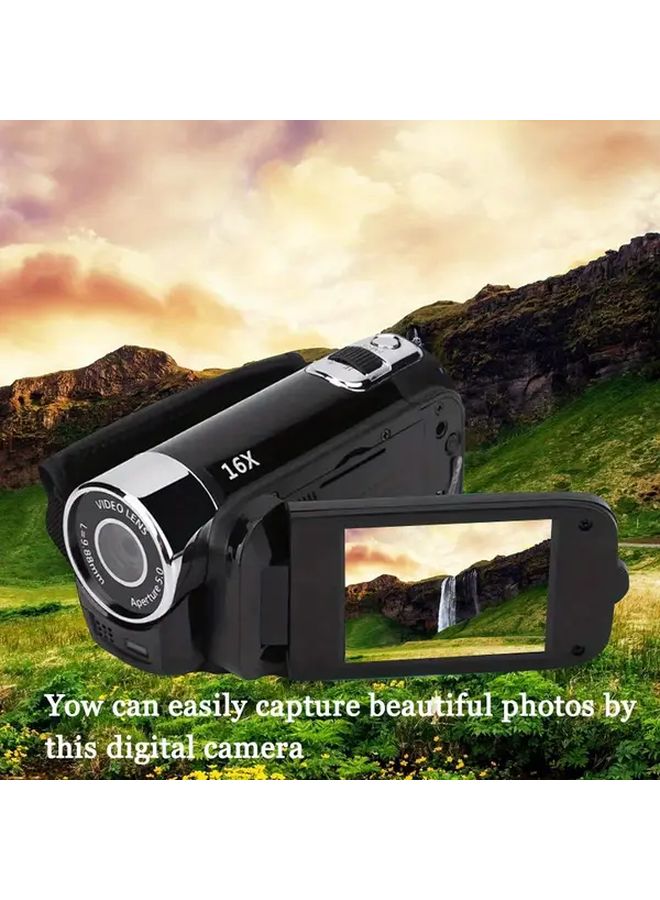 DV90 Black 1080P Full HD Camera With 270 Degree Rotating Flip Screen 16X Zoom 32G Memory Card - Image 2