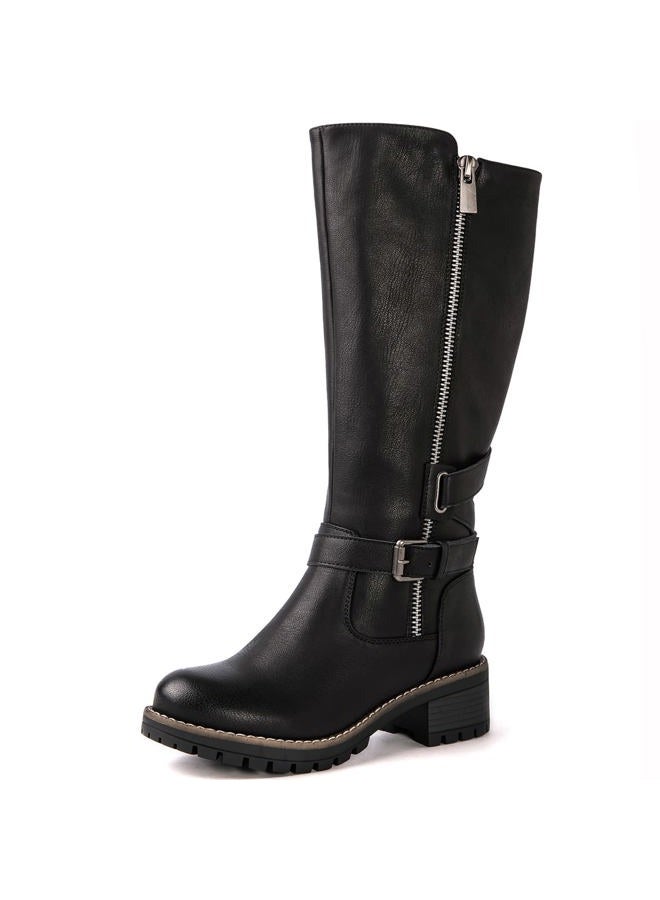 GLOBALWIN Women's Knee-High Riding Boots Tall Fashion Boots with Chunky Low Heel & Side Zipper Everyday Wear Casual Boots For Women, 19yy15 Black2, 8.5 - Image 2