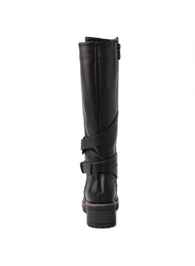 GLOBALWIN Women's Knee-High Riding Boots Tall Fashion Boots with Chunky Low Heel & Side Zipper Everyday Wear Casual Boots For Women, 19yy15 Black2, 8.5 - Image 5