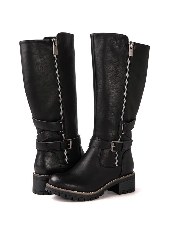 GLOBALWIN Women's Knee-High Riding Boots Tall Fashion Boots with Chunky Low Heel & Side Zipper Everyday Wear Casual Boots For Women, 19yy15 Black2, 8.5 - Image 1