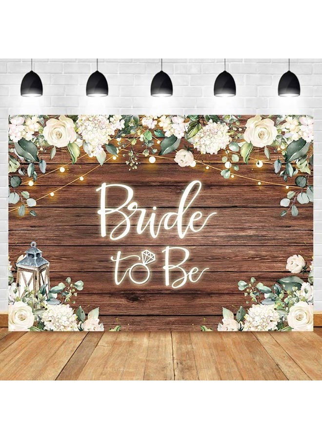 Sensfun Bride to Be Bridal Shower Backdrop Rustic White Flowers Brown Wooden Wall Engagement Party Background Miss to Mrs Wedding Photoshoot Decorations Photo Booth Vinyl Banner 7x5ft - Image 4